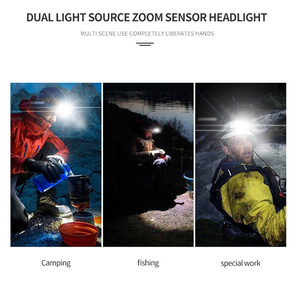 7-levels Recharging Headlight Headlamp For Outdoor Sports Camping Fishing Black