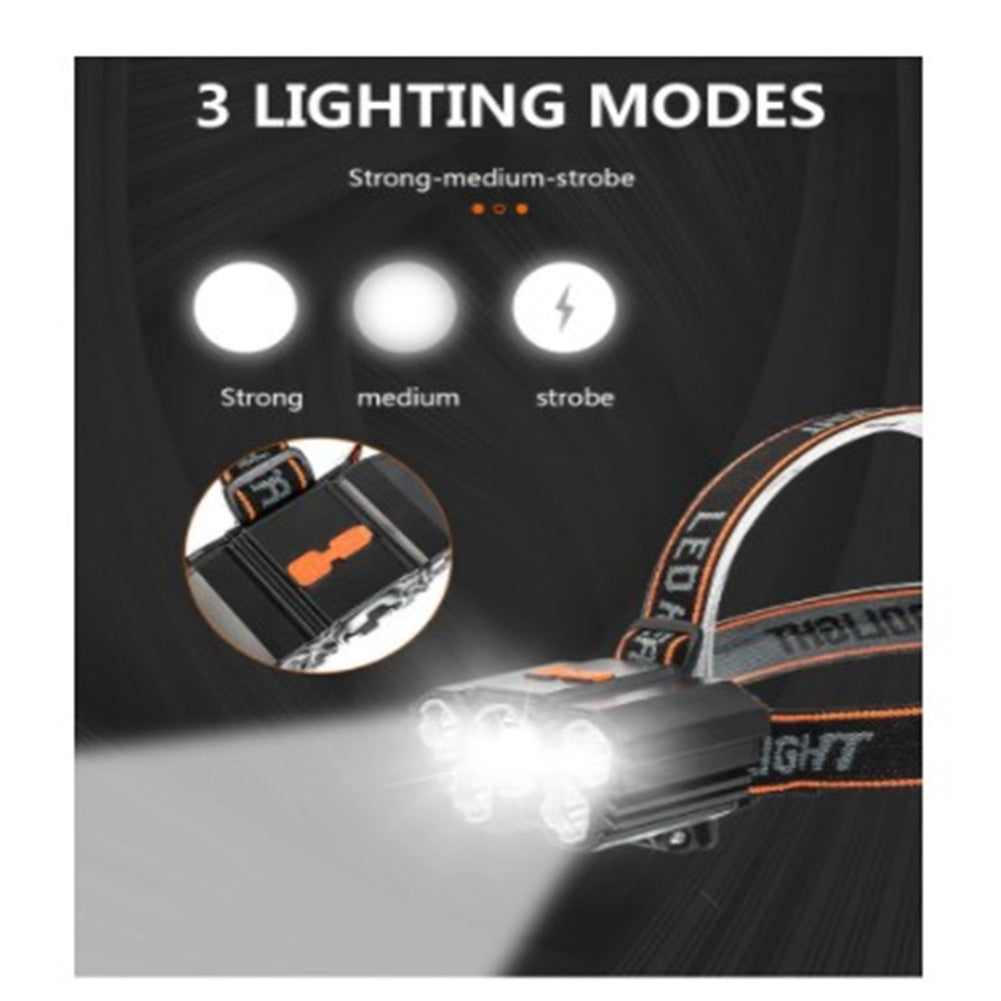 5 Led Highlight Headlight Powerful Usb Rechargeable Light Waterproof Headlamp 500m Long-distance Lighting Torch Flashlight FT21