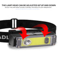 Xpe+cob Headlight With Indicator Light Type-c Rechargeable Lamp Sensor Lighting Headlamp T124 + 1 x 18650 battery