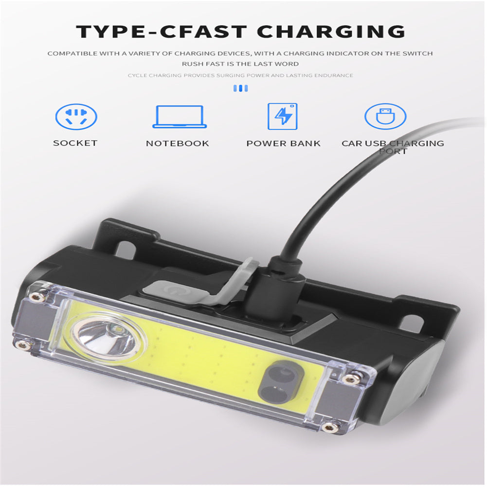 Xpe+cob Headlight With Indicator Light Type-c Rechargeable Lamp Sensor Lighting Headlamp T124 + 1 x 18650 battery