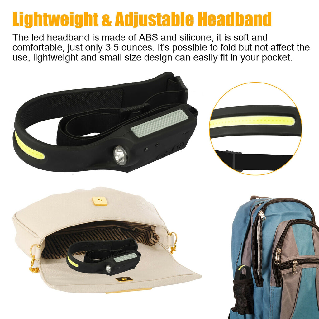 Cob Led Motion Sensing Headlight 5 Modes 350lm Usb Rechargeable
