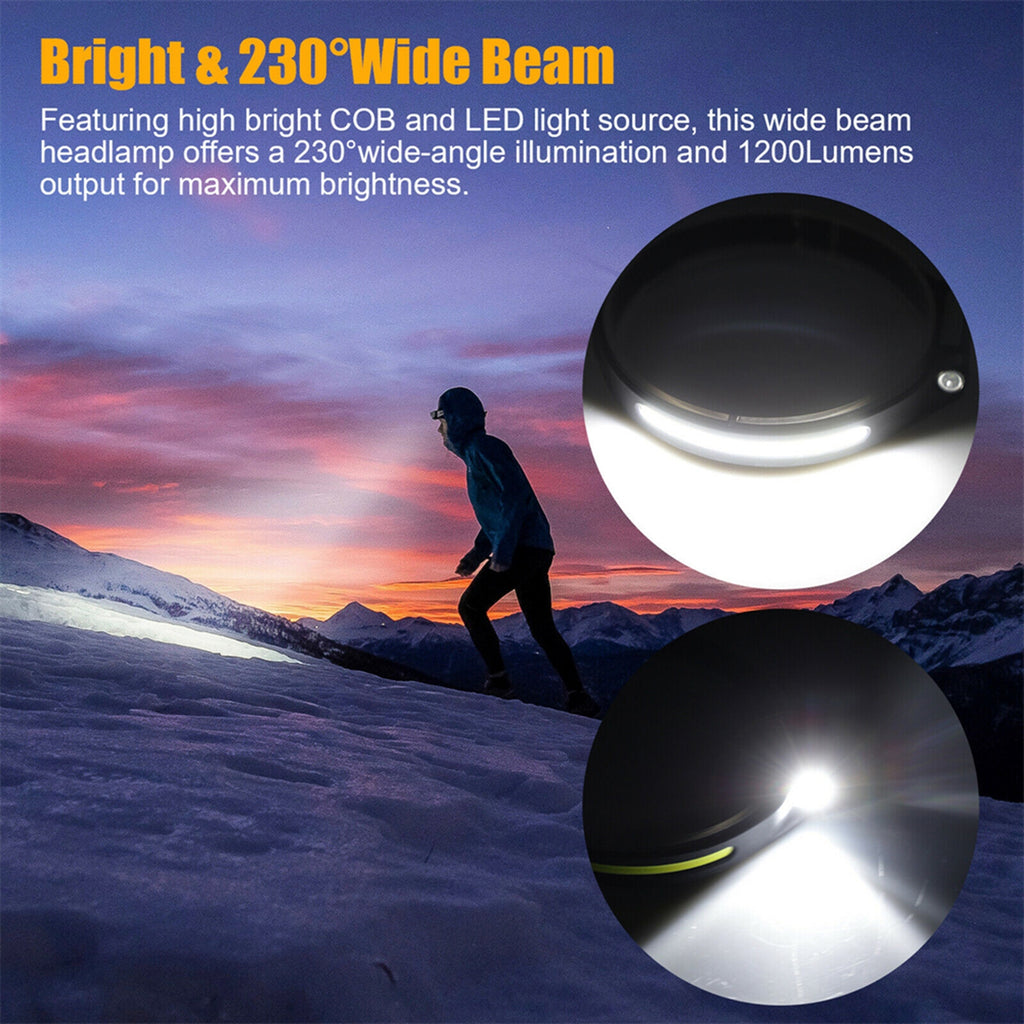 Cob Led Motion Sensing Headlight 5 Modes 350lm Usb Rechargeable