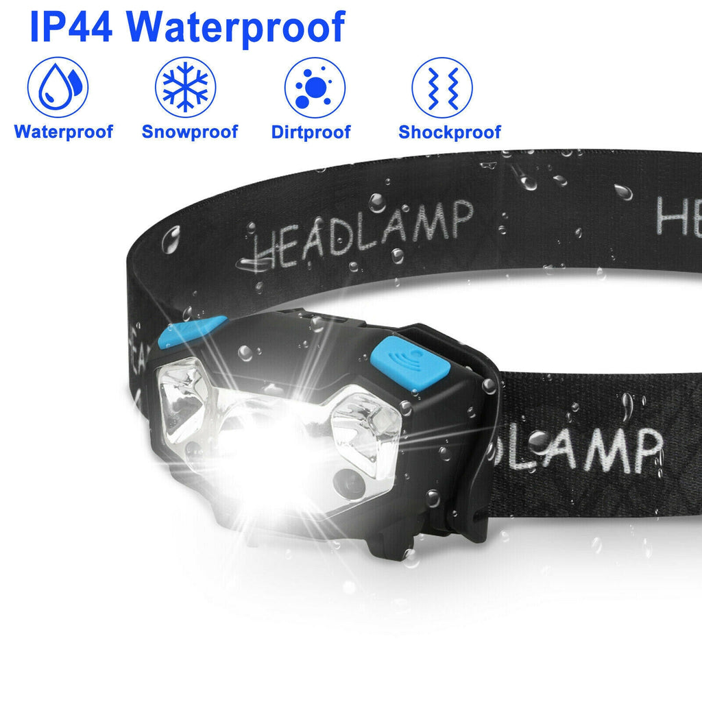 5000lm Led Headlight 5 Modes Ipx4 Waterproof USB Rechargeable Lamp Flashlight Black