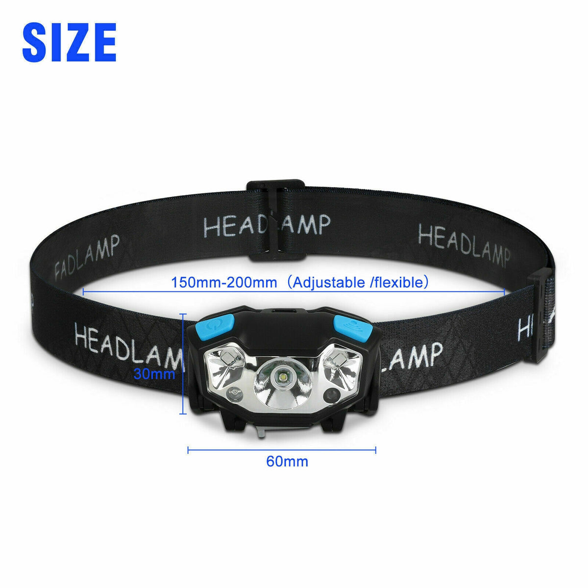 5000lm Led Headlight 5 Modes Ipx4 Waterproof USB Rechargeable Lamp Flashlight Black