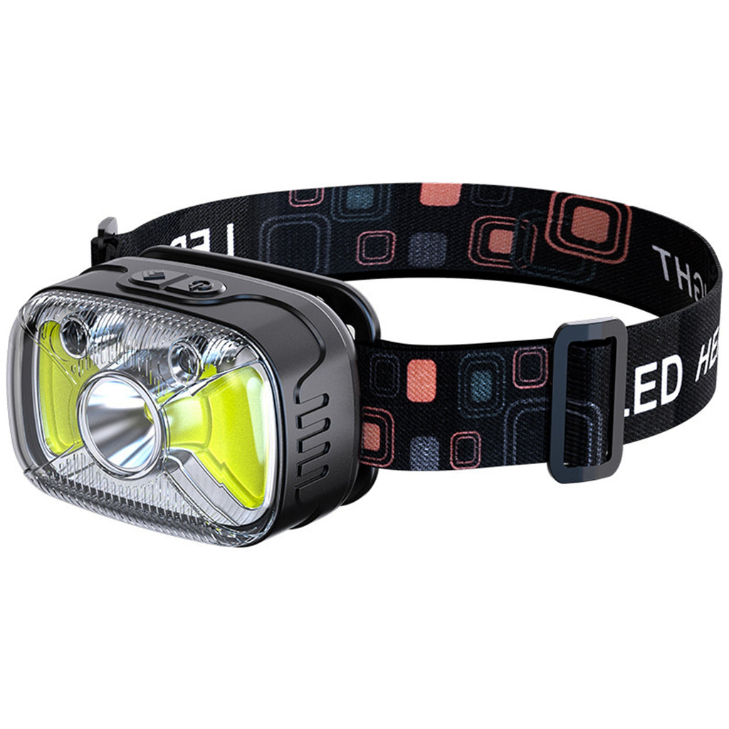 Led Headlight High-brightness Smart Sensor Outdoor Camping Head-mounted Flashlight Torch Black