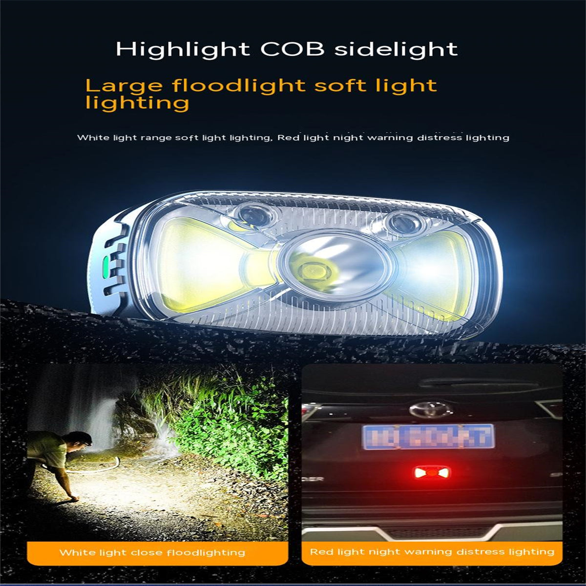 Led Headlight High-brightness Smart Sensor Outdoor Camping Head-mounted Flashlight Torch Black