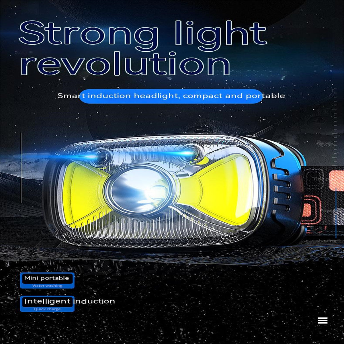 Led Headlight High-brightness Smart Sensor Outdoor Camping Head-mounted Flashlight Torch Black