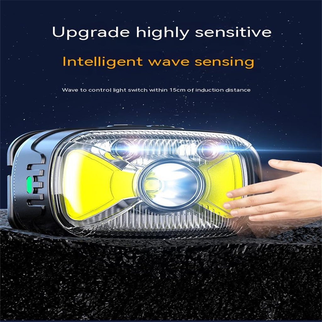 Led Headlight High-brightness Smart Sensor Outdoor Camping Head-mounted Flashlight Torch Black