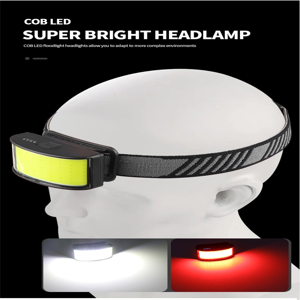 Cob Led Headlight Built-in 1000mah Battery Portable Type-c Rechargeable Head-mounted Flashlight Torch
