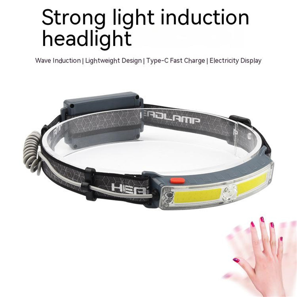 Portable Led Headlight 250lm 3 Levels Usb Charging Strong Light Induction Fishing Lamps with Power Display