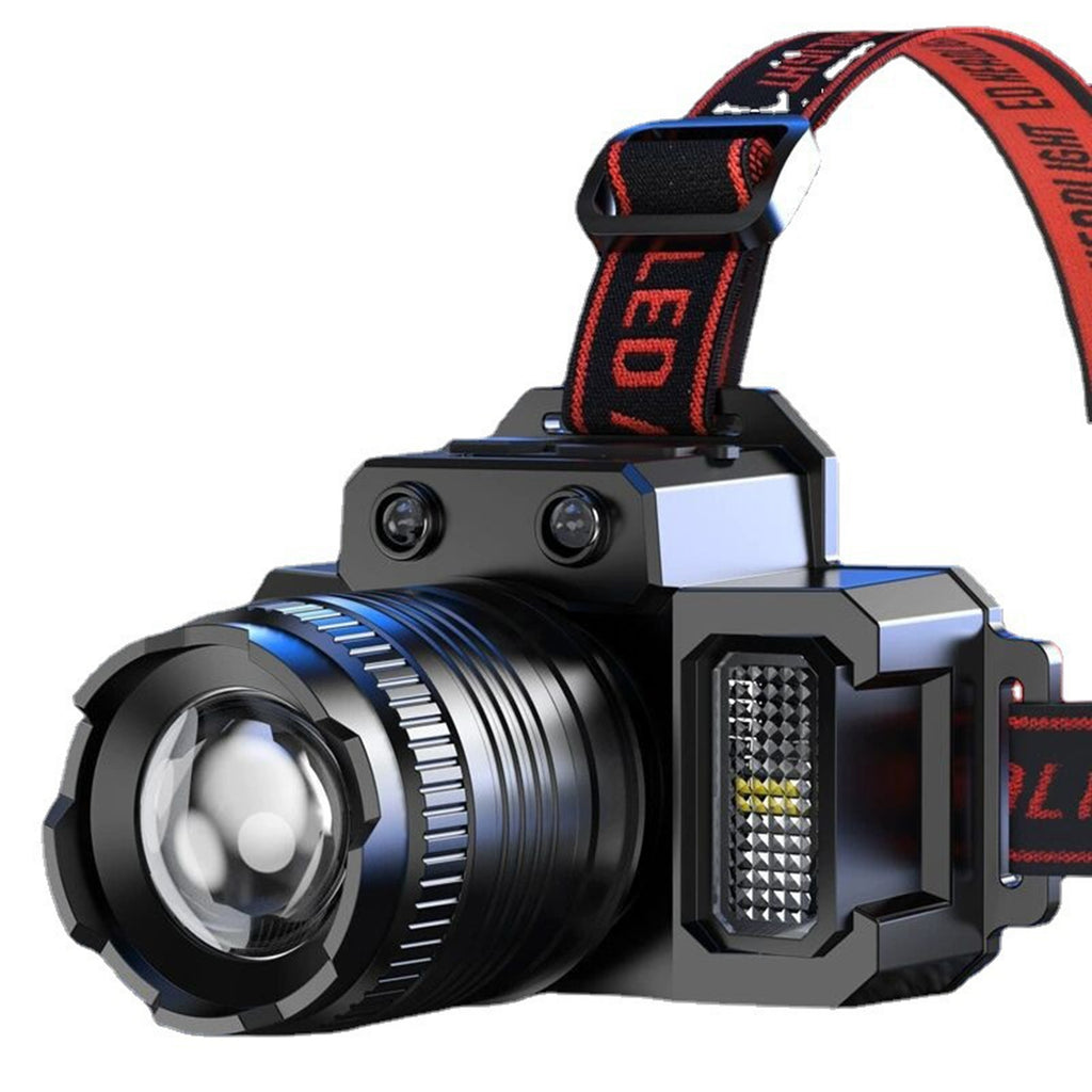 Led Headlight Telescopic Zoom High Brightness Cob Strong Light Outdoor Night Fishing Camping Light Black