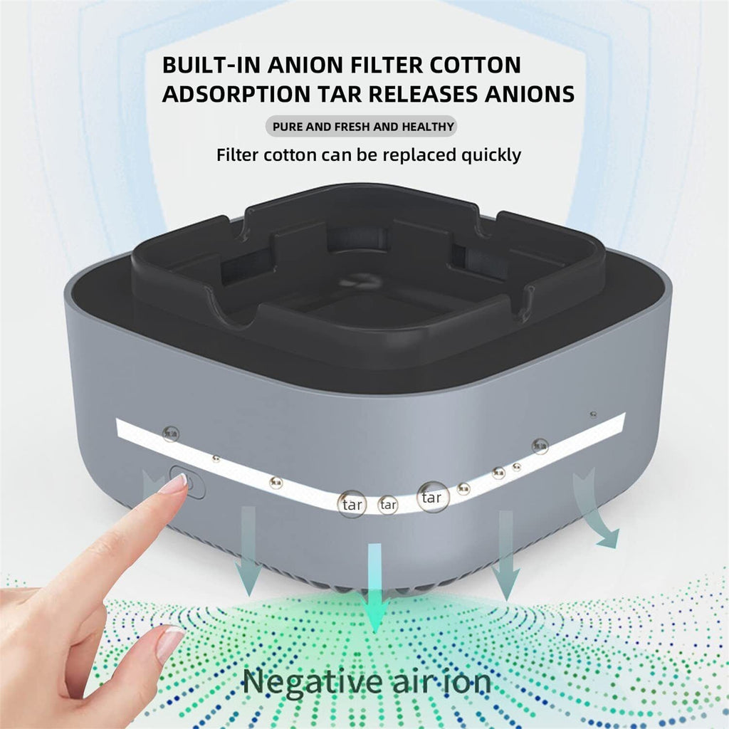 3v Negativeion Ashtray Silent Auto Power-off Air Purifier Filter Harmful Substances Reduce Second-hand Smoke blue