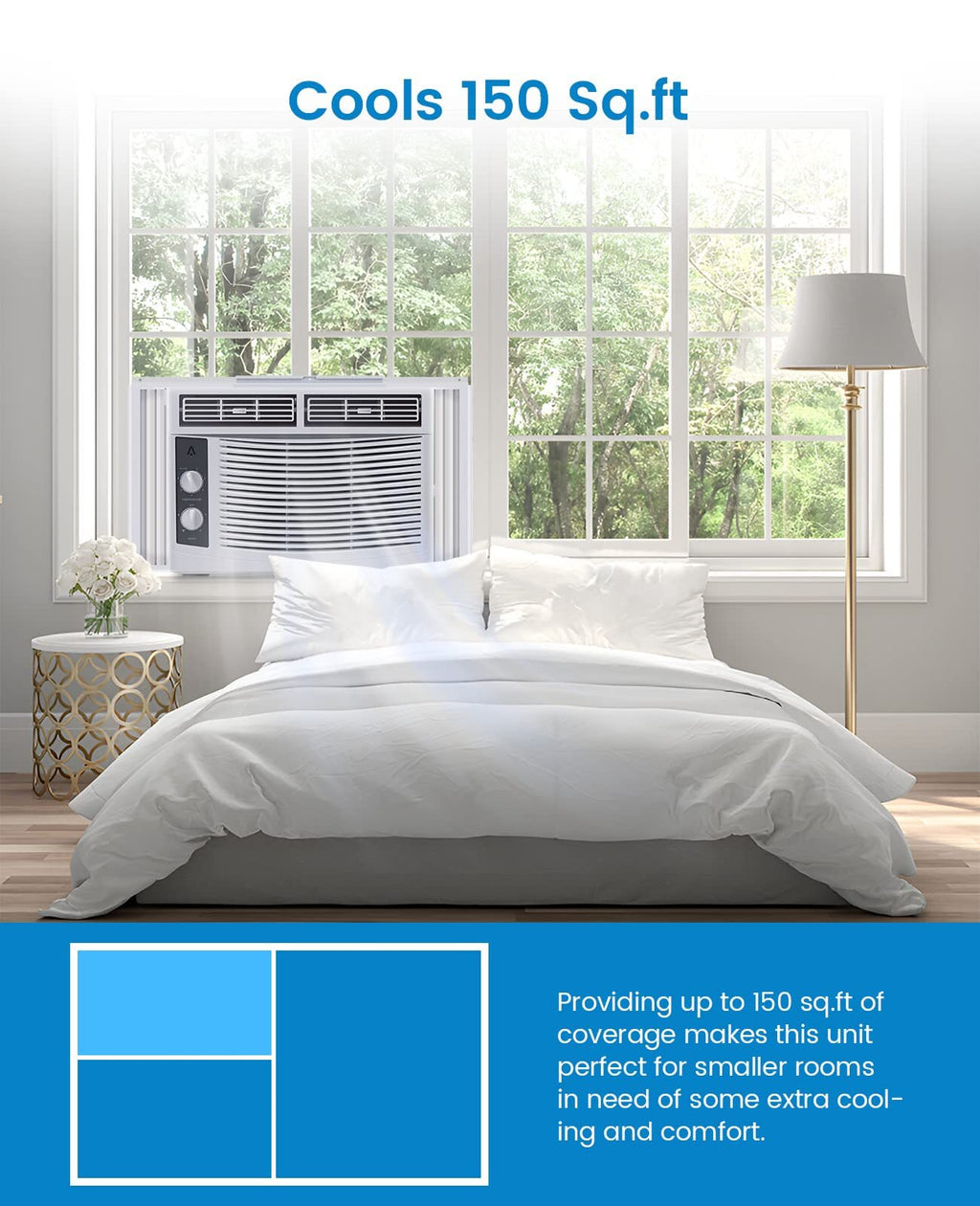 US GARVEE 5000 BTU Window Air Conditioner Window AC Unit with Controls and Reusable Filter