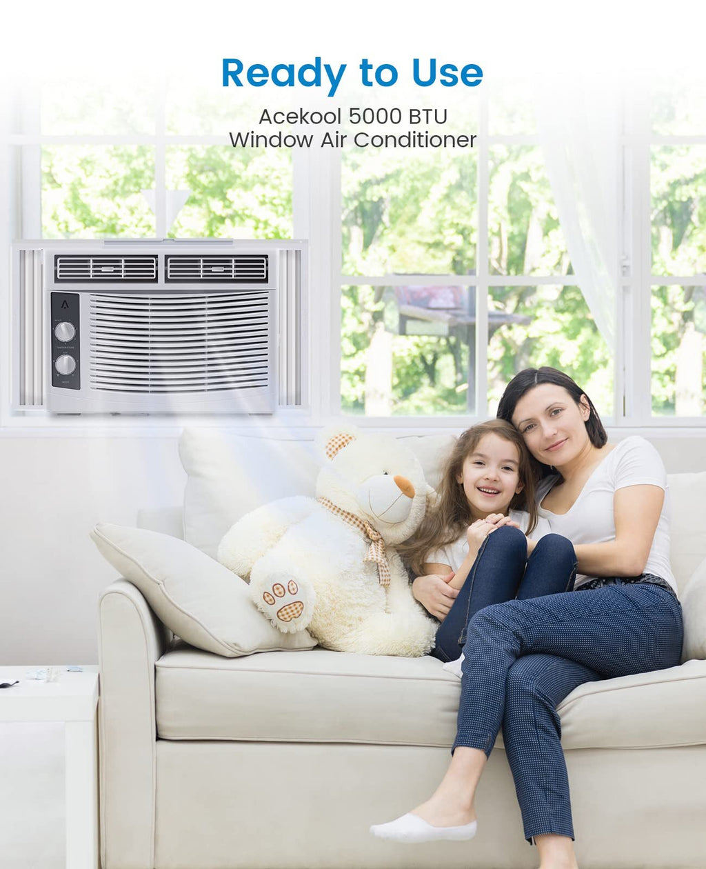 US GARVEE 5000 BTU Window Air Conditioner Window AC Unit with Controls and Reusable Filter