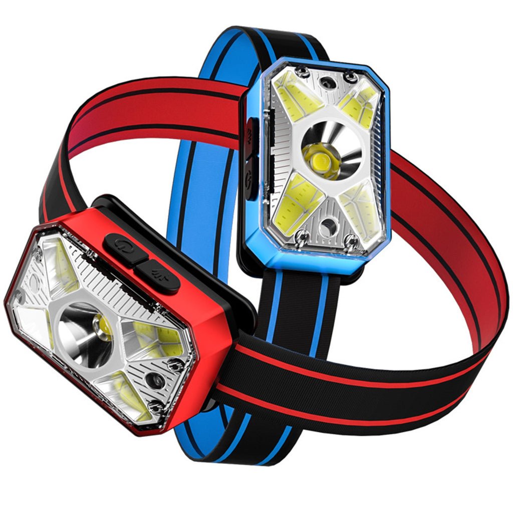 Portable Mini Cob Led Headlight Usb Charging Head-mounted Flashlight Torch Outdoor Fishing Light blue
