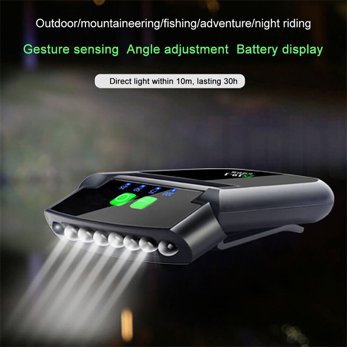 Led Headlight Rechargeable Super Bright Head-mounted Clip On Cap Light Torch For Night Fishing Camping black