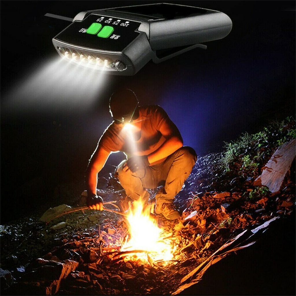 Led Headlight Rechargeable Super Bright Head-mounted Clip On Cap Light Torch For Night Fishing Camping black