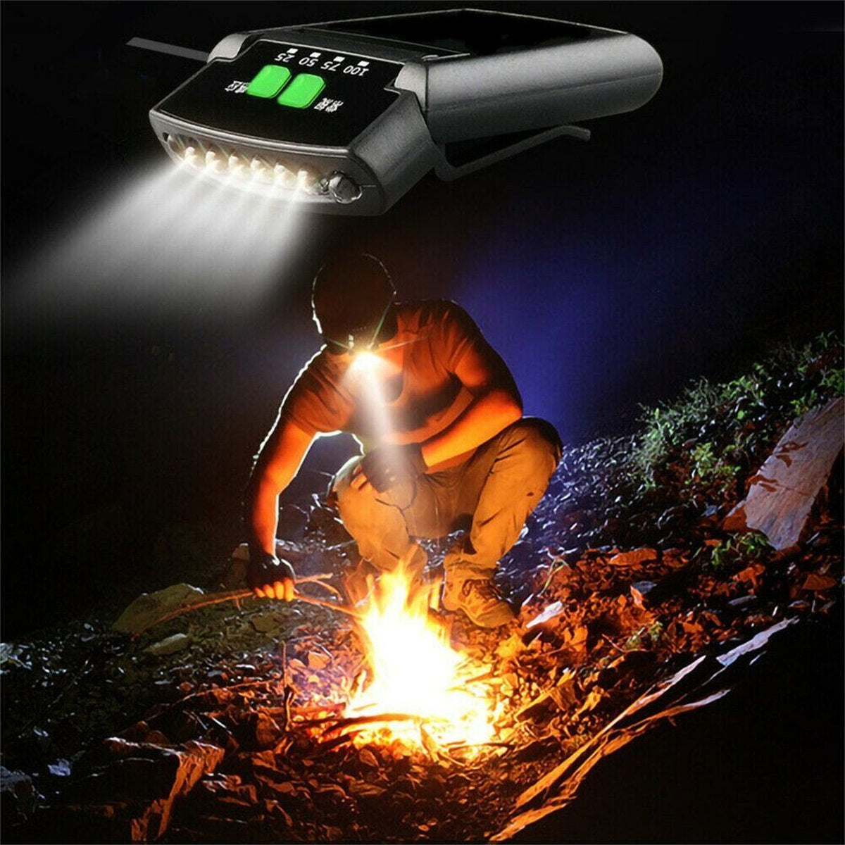 Led Headlight Rechargeable Super Bright Head-mounted Clip On Cap Light Torch For Night Fishing Camping black