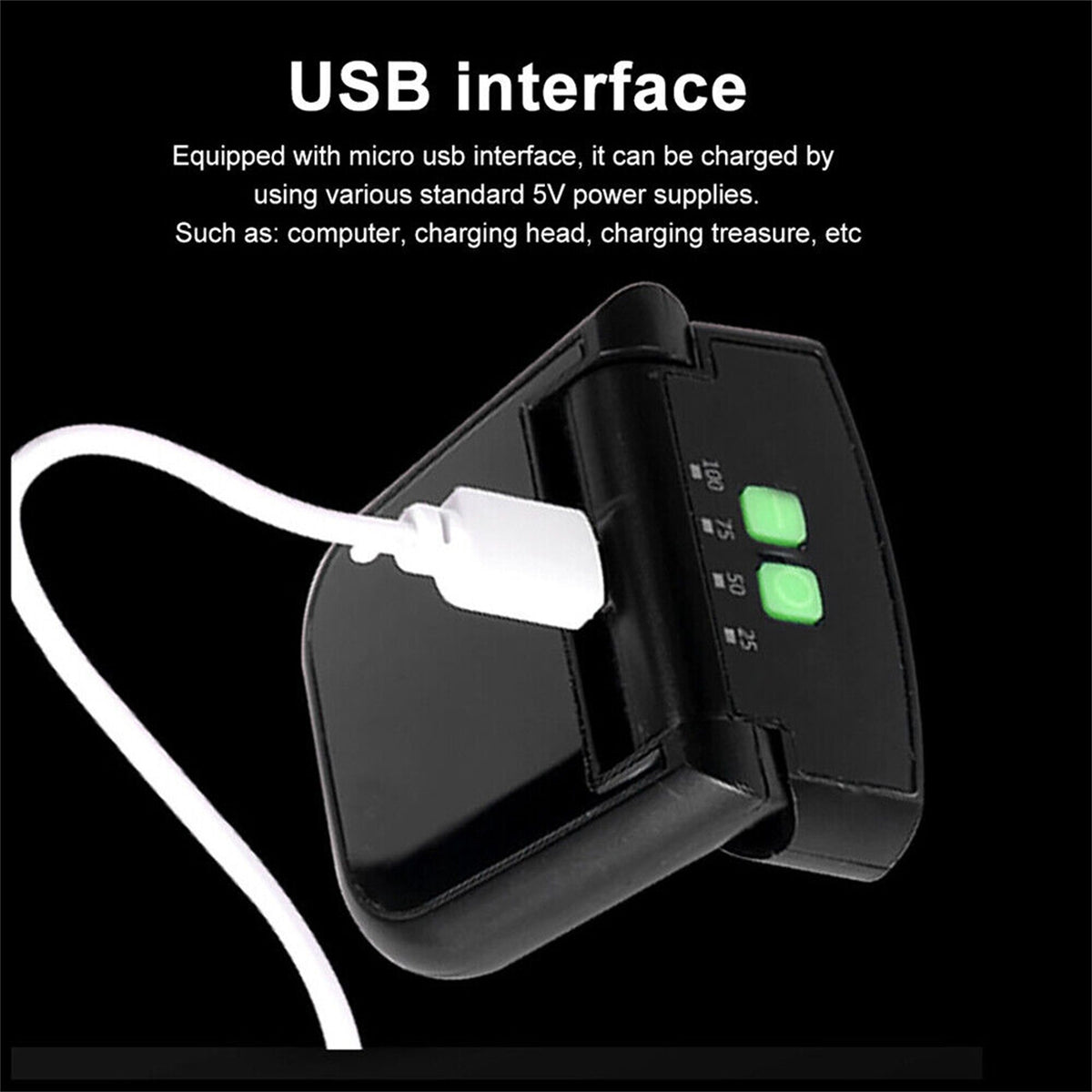 Led Headlight Rechargeable Super Bright Head-mounted Clip On Cap Light Torch For Night Fishing Camping black
