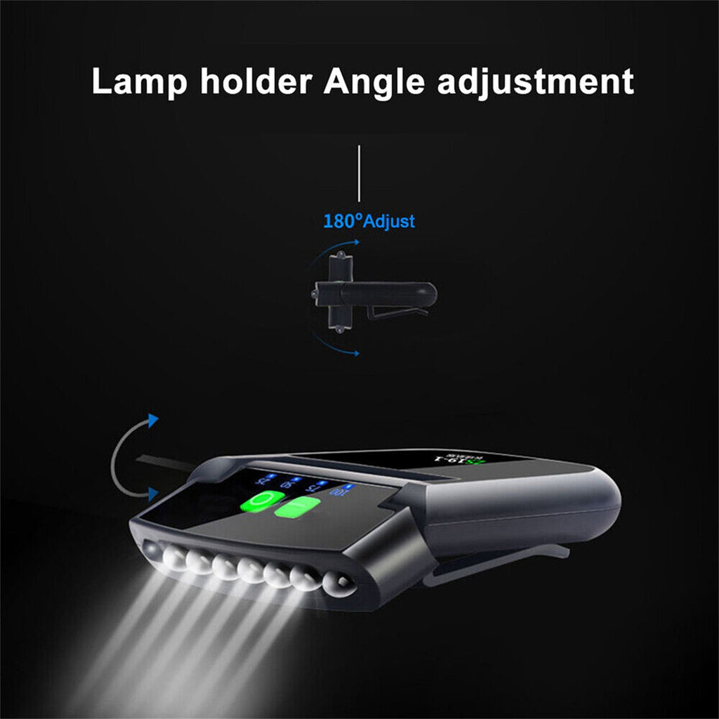 Led Headlight Rechargeable Super Bright Head-mounted Clip On Cap Light Torch For Night Fishing Camping black