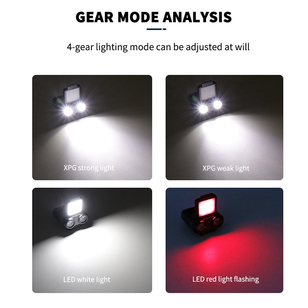 Running Light Rotatable Cap Hat Light Clip On Flashlight Lights Waterproof Hat Clip Light For Night Running Camping Hiking Travel G11 headlight+belt+USB cable