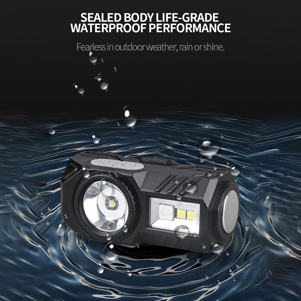 LED Headlights Pen Clip Design Super Bright Multifunctional Head Lamp With Strong Magnet For Outdoor Camping Running Cycling black