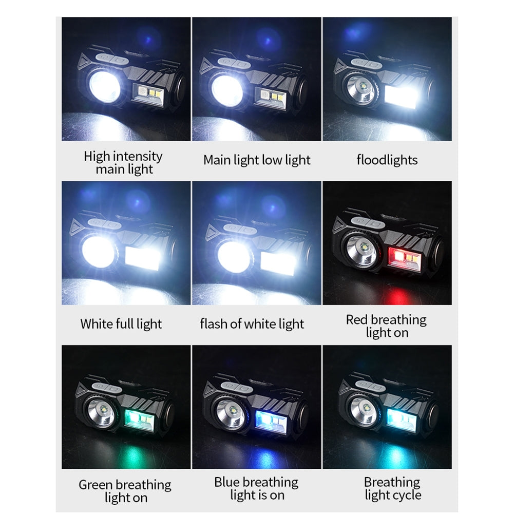 LED Headlights Pen Clip Design Super Bright Multifunctional Head Lamp With Strong Magnet For Outdoor Camping Running Cycling white