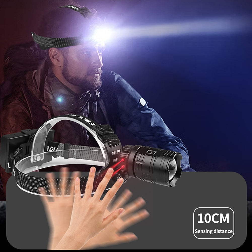 4 Modes Headlamp Waterproof LED Head Lamp Super Bright Head Lamp Flashlight For Outdoor Camping Running Hunting Reading 6578 white laser headlight + USB cable (without battery)