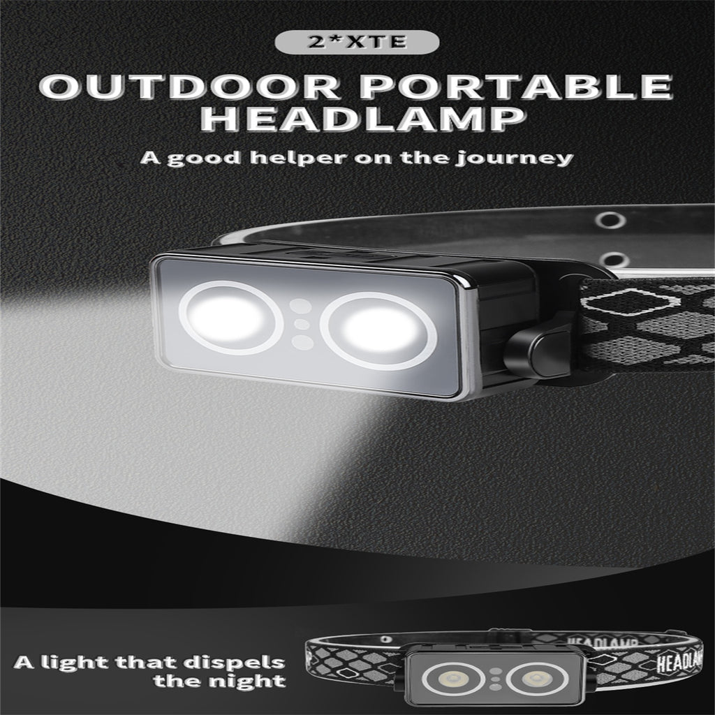 Headlamp 45 Angle Adjustable USB Rechargeable Headlight With Inductive Switch IPX4 Waterproof LED Head Lamp For Outdoor Camping black