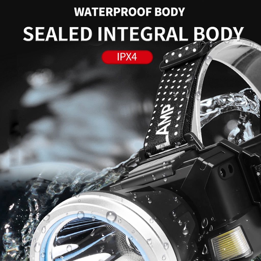 LED Headlamp 30W Strong Light Rechargeable Sensing Headlight IPX4 Waterproof Adjustable Headlamps For Outdoor Camping Fishing Hiking as shown