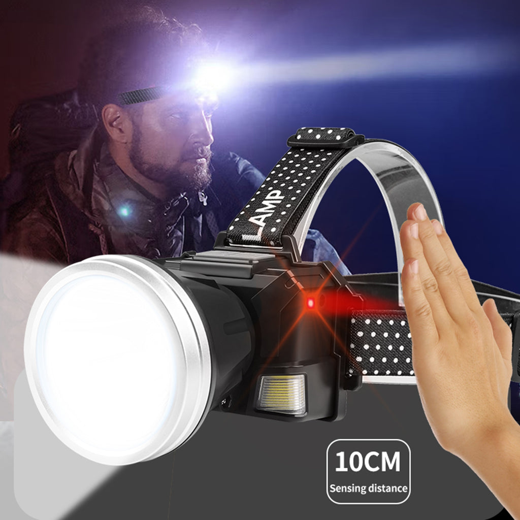 LED Headlamp 30W Strong Light Rechargeable Sensing Headlight IPX4 Waterproof Adjustable Headlamps For Outdoor Camping Fishing Hiking as shown