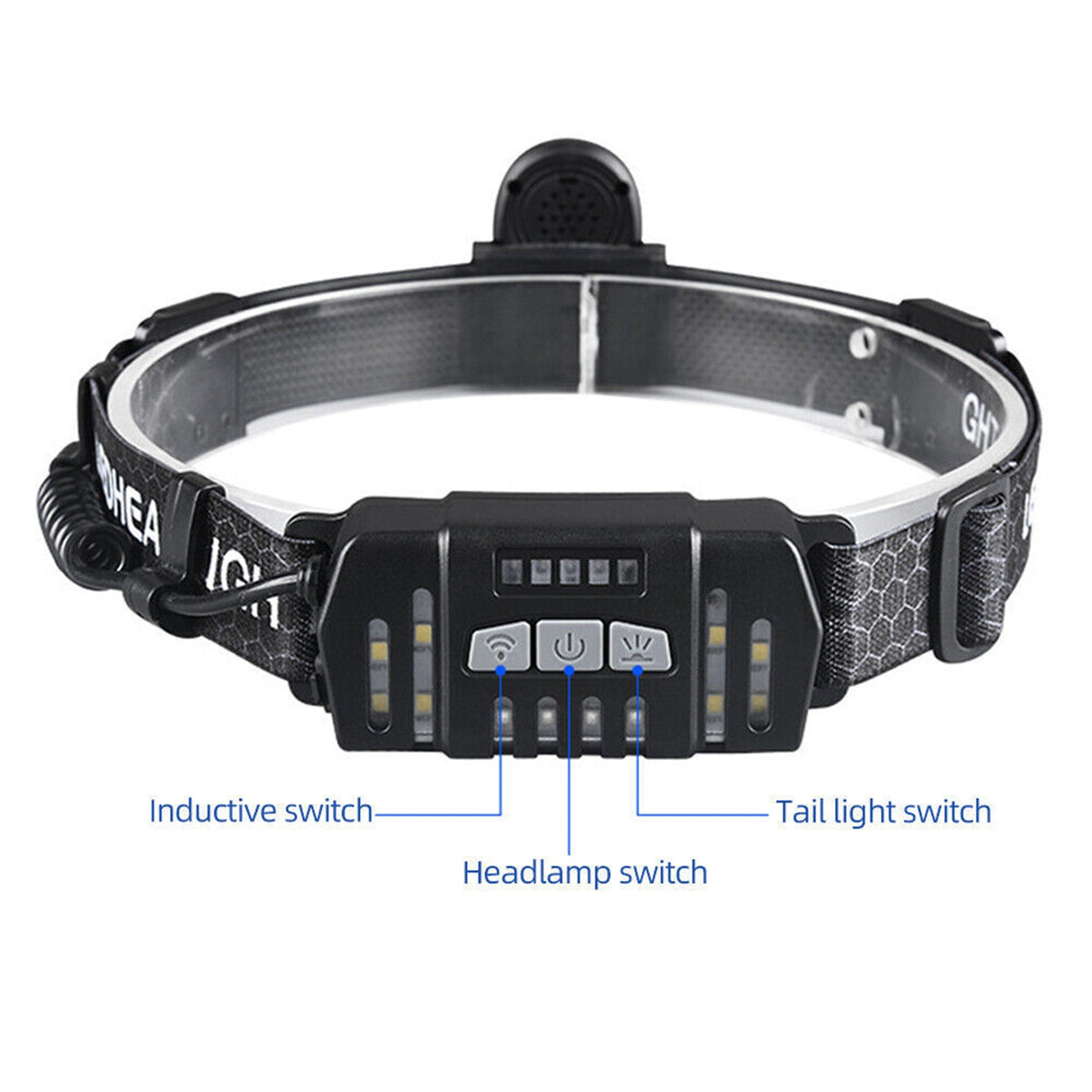 LED Headlamp With Motion Sensor, USB Rechargeable 10 Lighting Mode, COB Wide Beam Headlight, Head-mounted Waterproof For Fishing Camping Hiking Outdoor 668 zoom + USB cable