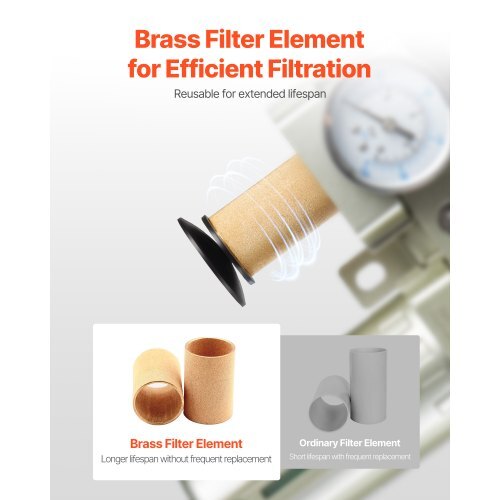 Air Compressor Filter Regulator, 1/2" NPT 3-Stage 5m & 0.3m & 0.1m Air Drying System with Micron Filters and Desiccant Dryer, Auto Drain Air Compressor Water Separator 175PSI Max Pressure