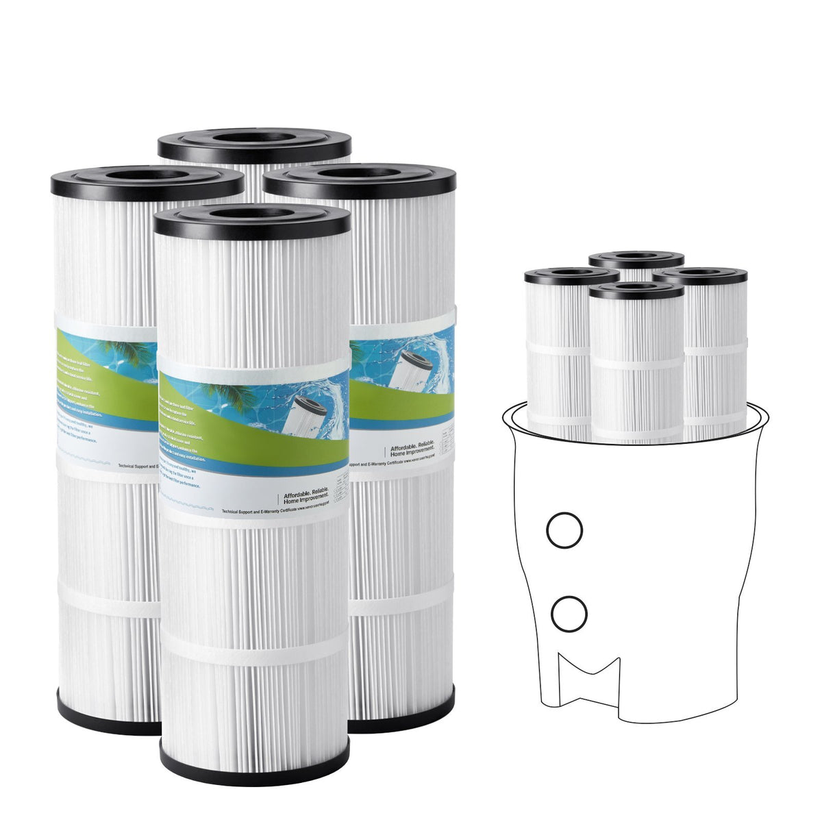 Pool Filter Cartridge, 4x 80 Sq. Ft, Spa Hot Tub Filter Cartridge Replacement, Compatible with Pentair CCP320, Pleatco PCC80-PAK4, Secure for Kids & Pet, Easy to Clean