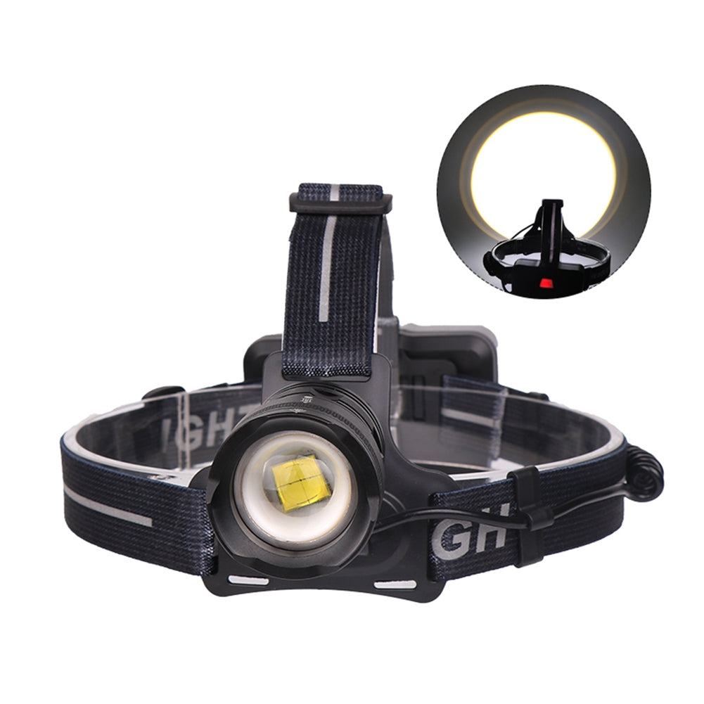 XHP70 USB Charging Strong Light LED Headlight Telescopic Zoom Fishing Light  Positive white light