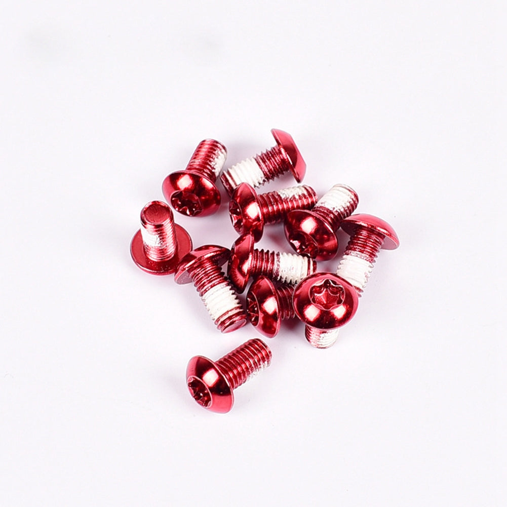 12PCS/Pack Colorful MTB Bike Bicycle Disc Brake Rotor Torx T25 Bolts Stainless Steel M5*10mm Road Bike Disc Brake Rotor Screws Red 12 / box