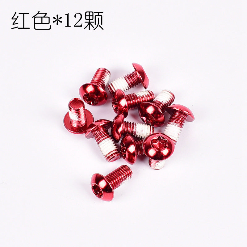 12PCS/Pack Colorful MTB Bike Bicycle Disc Brake Rotor Torx T25 Bolts Stainless Steel M5*10mm Road Bike Disc Brake Rotor Screws Red 12 / box