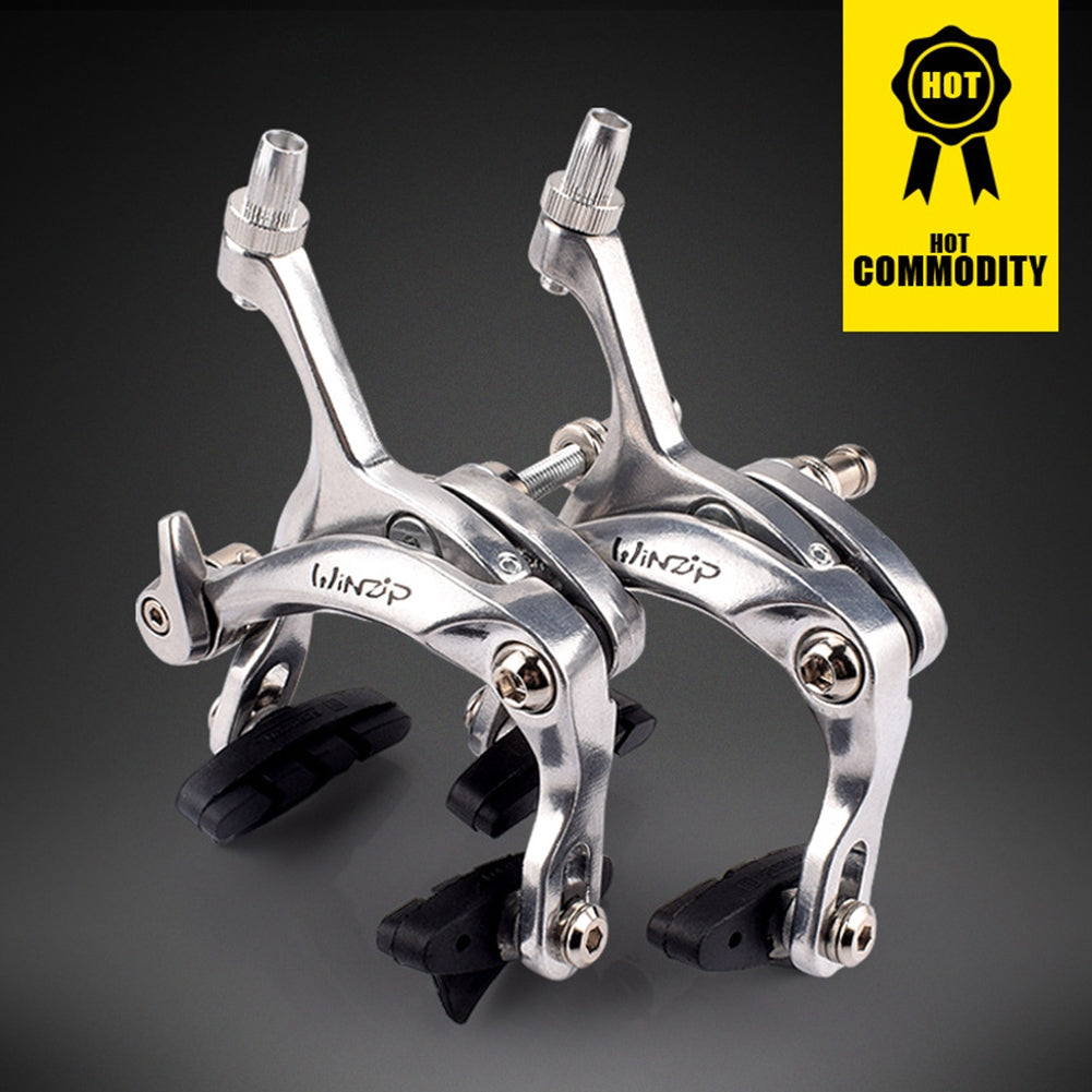 Highway Brake Caliper Rode Bike C Brake Calipers  Dual-Pivot U-shape Bike Brake Accessories Silver_Set before and after the clamp