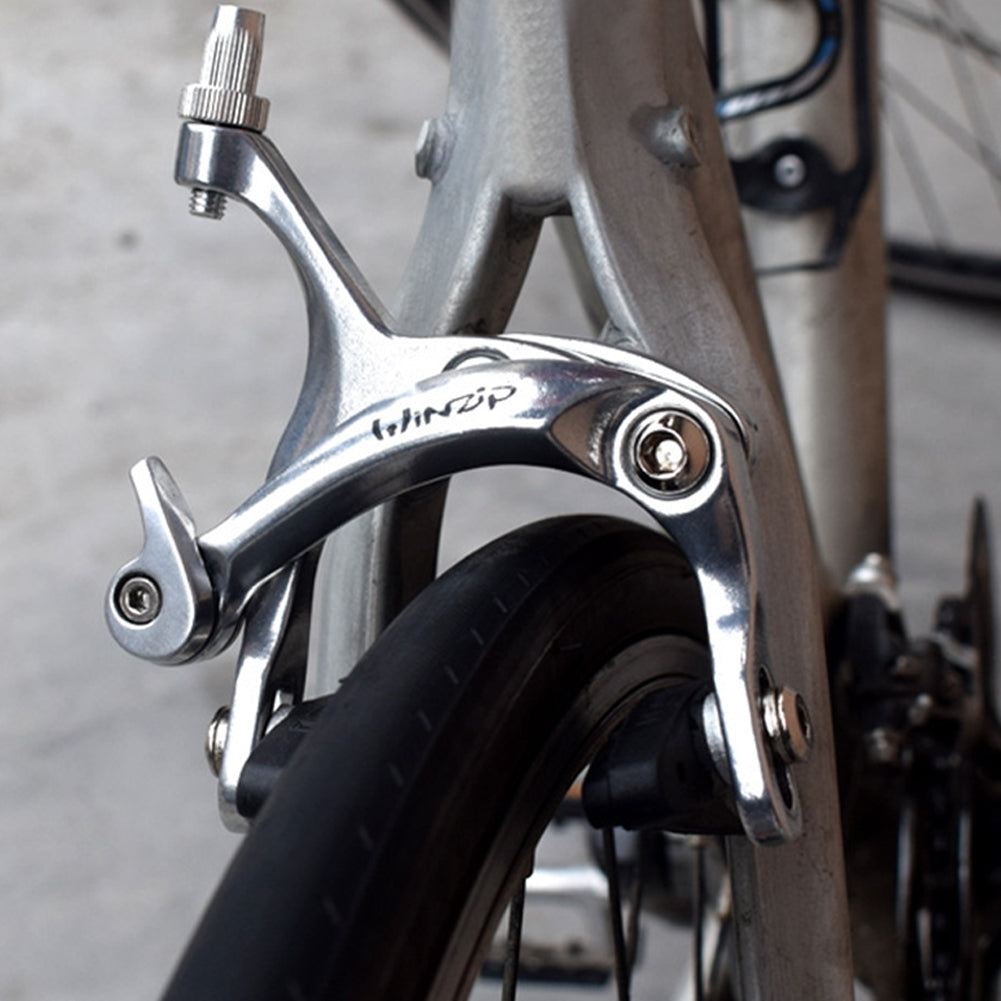 Highway Brake Caliper Rode Bike C Brake Calipers  Dual-Pivot U-shape Bike Brake Accessories Silver_Set before and after the clamp
