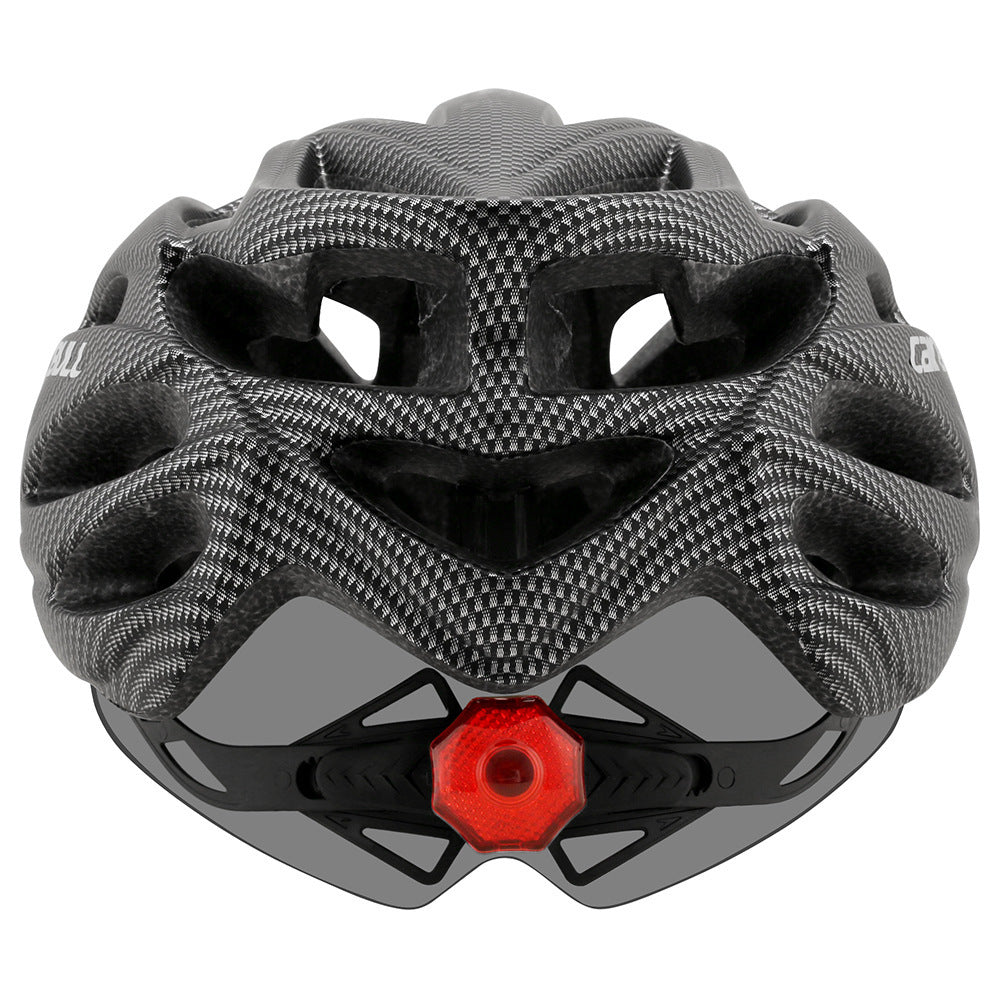 Cairbull Helmet Ultralight Off-road Mountain Bike Cycling Helmet with Removable Visor Taillight black_M / L (54-61CM)