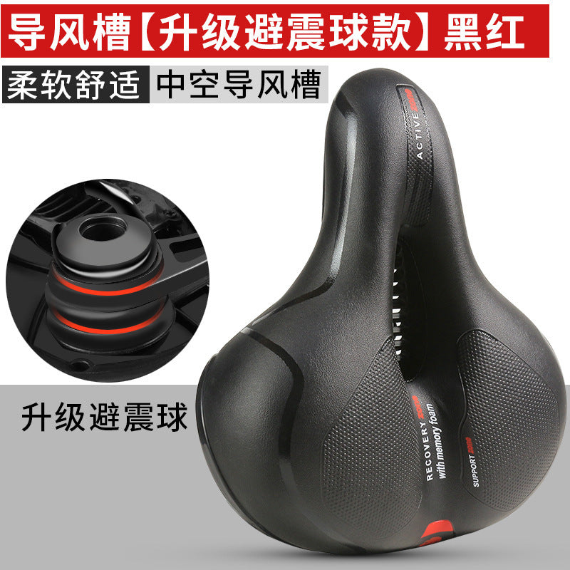 Bike Saddle Bicycle Seat Comfortable Wide Big Bum Bicycle Soft Saddle Riding Equipment Accessories Shock absorber black red