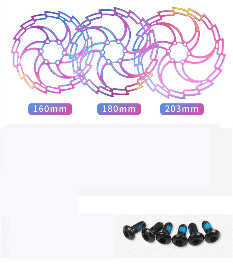 CNC Mountain Bike Cycling Brake Disc Floating Rotor 160/180/203mm Rotors MTb Bicycle Accessories Tools 180MM colorful hollow