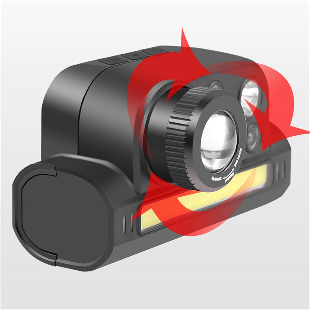 Headlight Outdoor Type-c Rechargeable Multifunctional Induction Headlamp Flashlight Led Light Lamp Black
