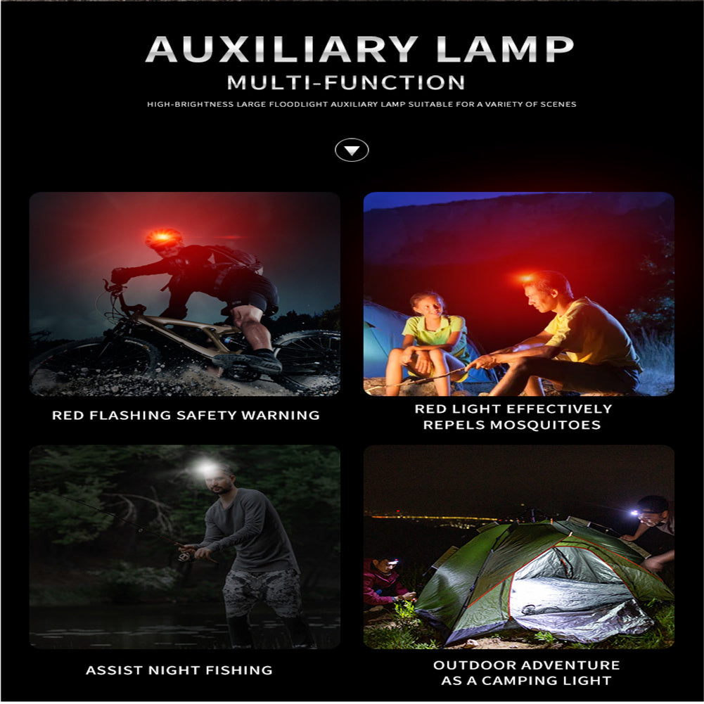 Headlight Outdoor Type-c Rechargeable Multifunctional Induction Headlamp Flashlight Led Light Lamp Black