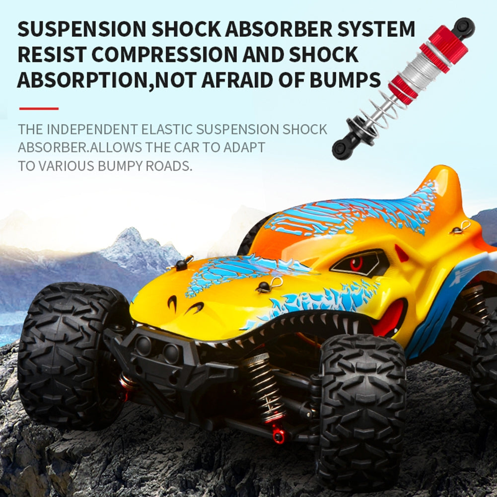 866-166 2.4g 35 Km/h 1:16 High Speed Car Spring Stroke Adjustable Shock Absorber 390 Motor (with Brush) Remote  Control  Car Yellow
