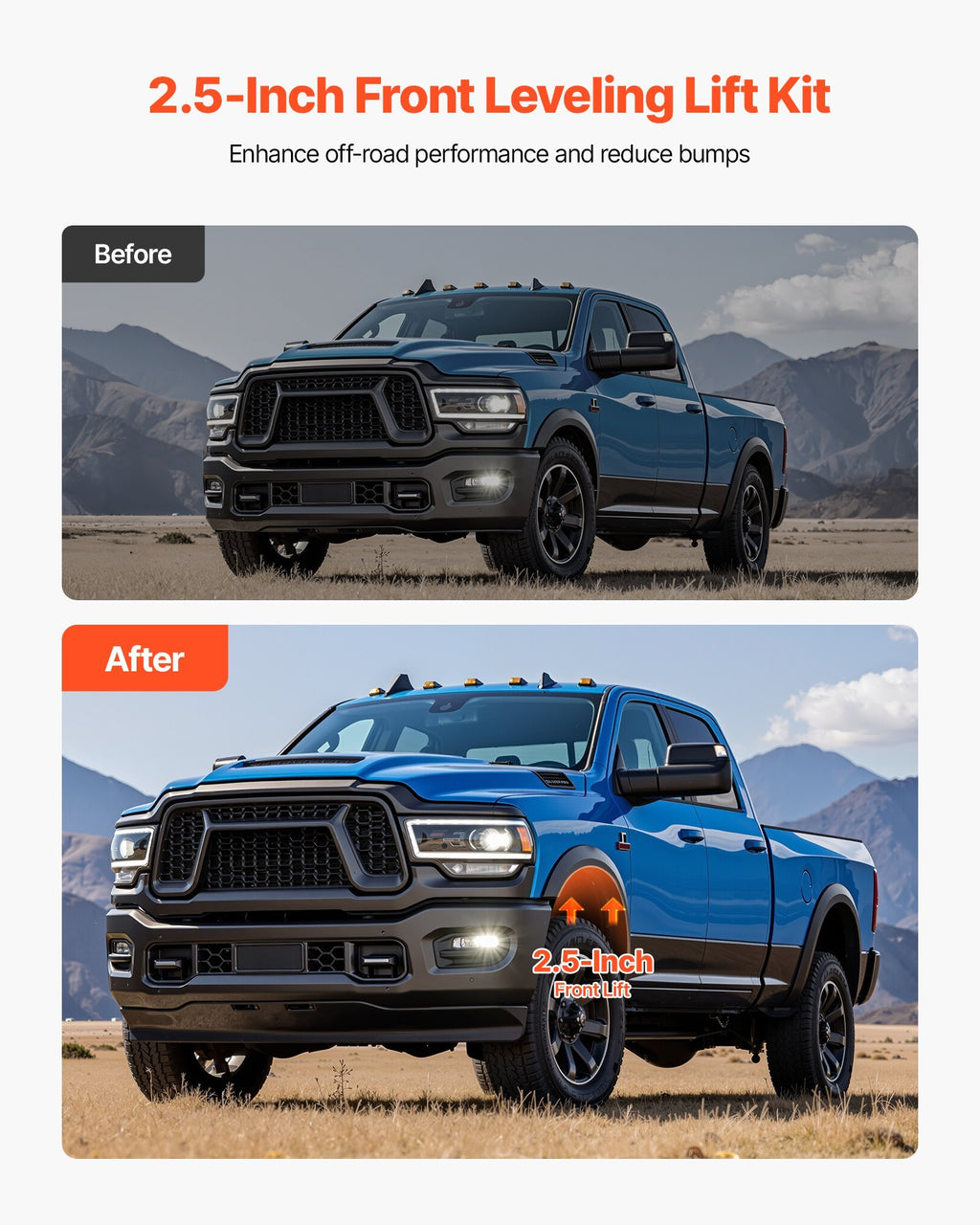 2.5 Inch Front Leveling Lift Kit for 2004-2025 Ford F150 2WD/4WD, 2003-2018 Expedition, 2005-2008 Lincoln Mark LT, Chassis Level Kit with 2PCS Heavy Duty Forged Aluminum Suspension Strut Spacers