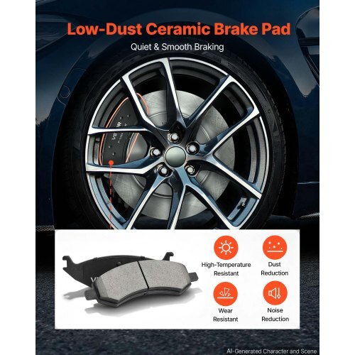 Front & Rear Brake Kit Ceramic Brake Pads & Hollow Brake Rotors Kit, Compatible with 2007-2009 Dodge Durango & Chrysler Aspen, 2011-2018 Ram 1500 (5-Lug), 2019-2023 Ram 1500 Classic
