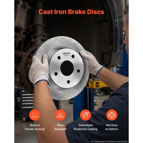 Front & Rear Brake Kit Ceramic Brake Pads & Hollow Brake Rotors Kit, Compatible with 2007-2009 Dodge Durango & Chrysler Aspen, 2011-2018 Ram 1500 (5-Lug), 2019-2023 Ram 1500 Classic