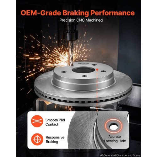 Front & Rear Brake Kit Ceramic Brake Pads & Hollow Brake Rotors Kit, Compatible with 2007-2009 Dodge Durango & Chrysler Aspen, 2011-2018 Ram 1500 (5-Lug), 2019-2023 Ram 1500 Classic