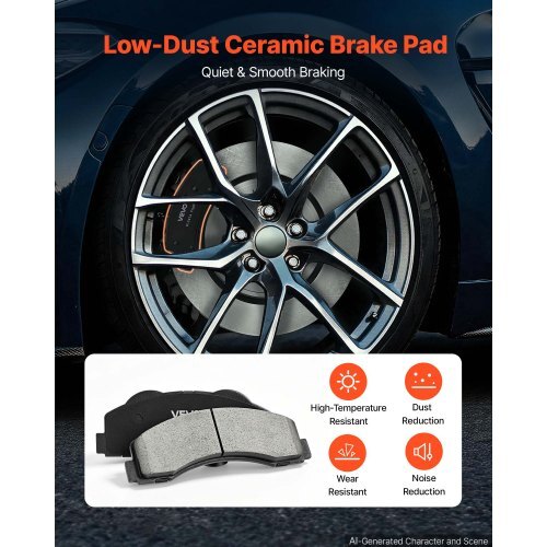 Front Brake Kit Ceramic Brake Pads & Hollow Brake Rotors Replacement, Compatible with 015-2020 Ford F-150, 2010-2014 Ford F-150 (6 Lug Models), 2010-2021 Ford Expedition & Lincoln Navigator